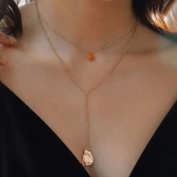 2/$21 Ladies Fashion Stone Drop Necklace - Picture 2 of 6